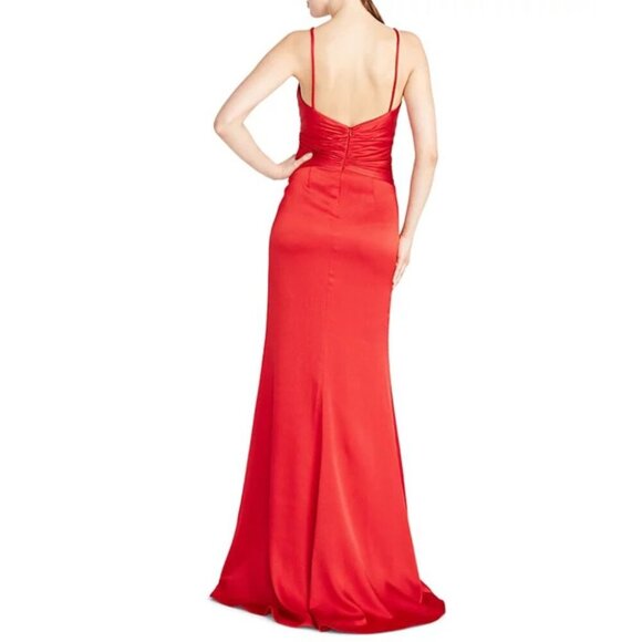 NWT ML Monique Lhuillier Sleeveless Satin Gown Red Size 10 - Picture 2 of 7